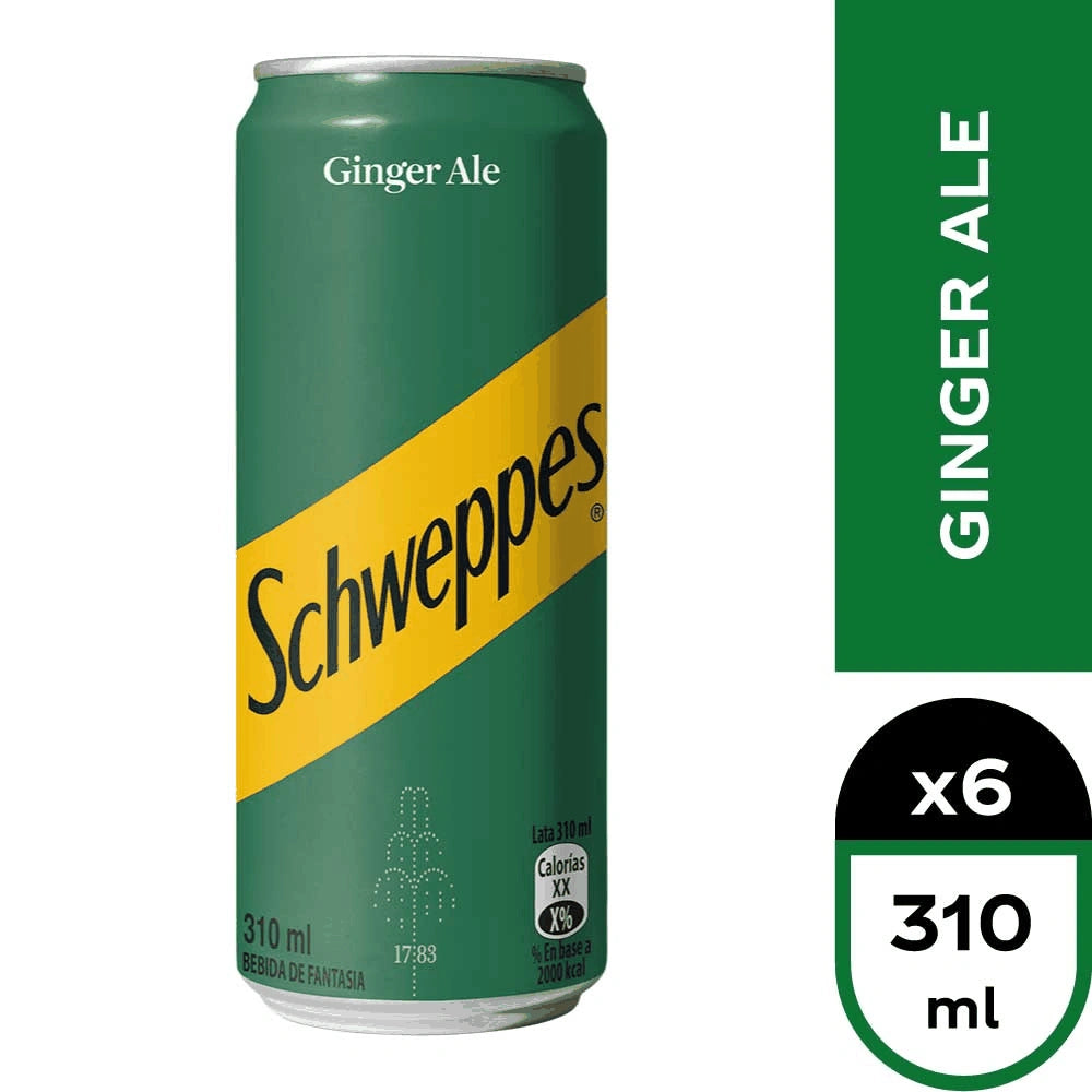 SCHWEPPES GINGER ALE LATA 310cc 6 UNIDADES - Bar Abierto Tienda de Licores