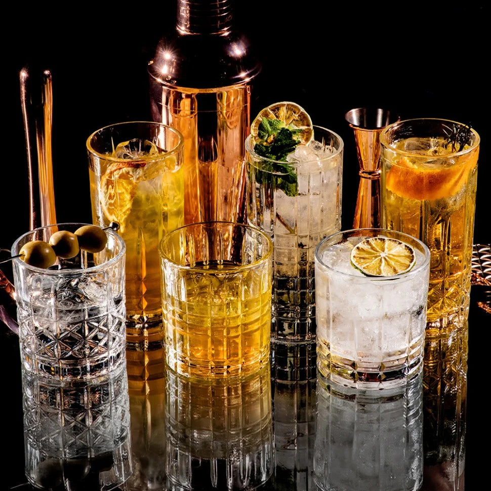 SET DE 6 VASOS BAJO DE VIDRIO VINTAGE DIAMOND 330ML