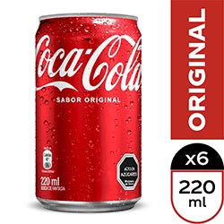 COCA COLA ORIGINAL LATA 220cc 6 UNIDADES - Bar Abierto Tienda de Licores