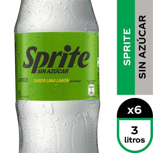SPRITE SIN AZUCAR 3 LT 6 UNIDADES - Bar Abierto Tienda de Licores