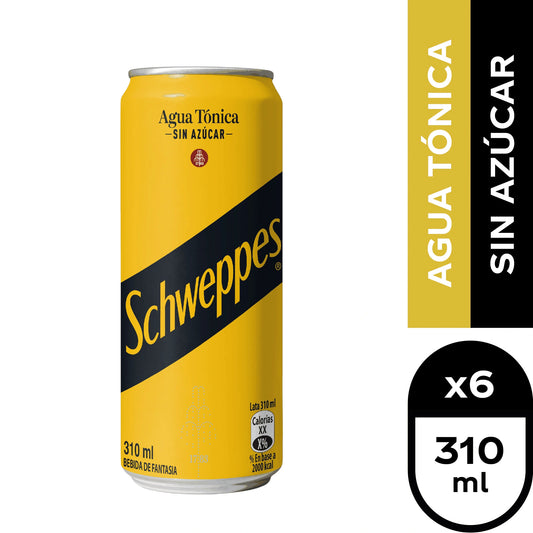 SCHWEPPES TÓNICA SIN AZÚCAR LATA 310cc 6 UNIDADES - Bar Abierto Tienda de Licores