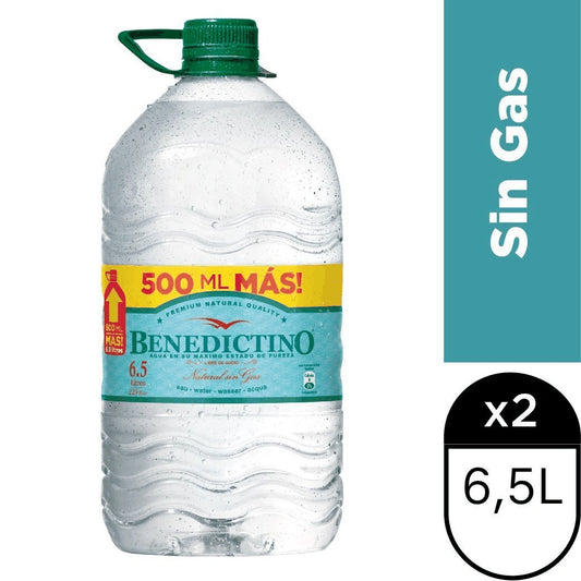 AGUA BENEDICTINO SIN GAS 6,5LT 2 UNIDADES - Bar Abierto Tienda de Licores