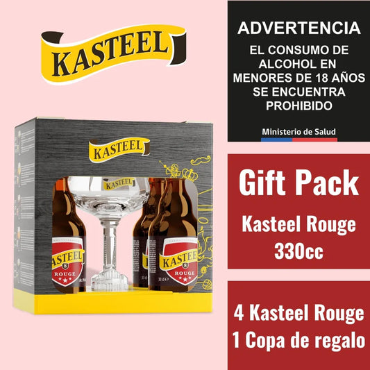 4 CERVEZAS KASTEEL ROUGE 330CC + COPA DE REGALO - Bar Abierto Tienda de Licores