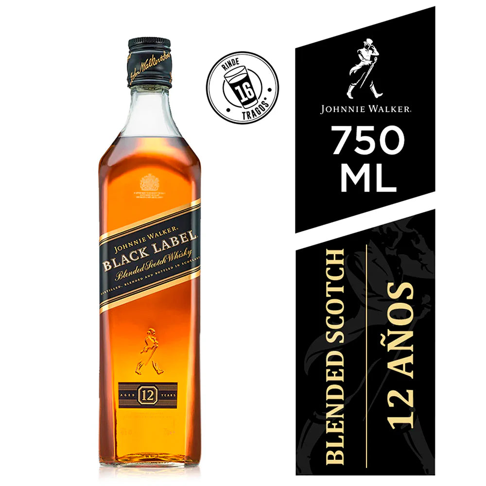 WHISKY JOHNNIE WALKER BLACK LABEL 750CC